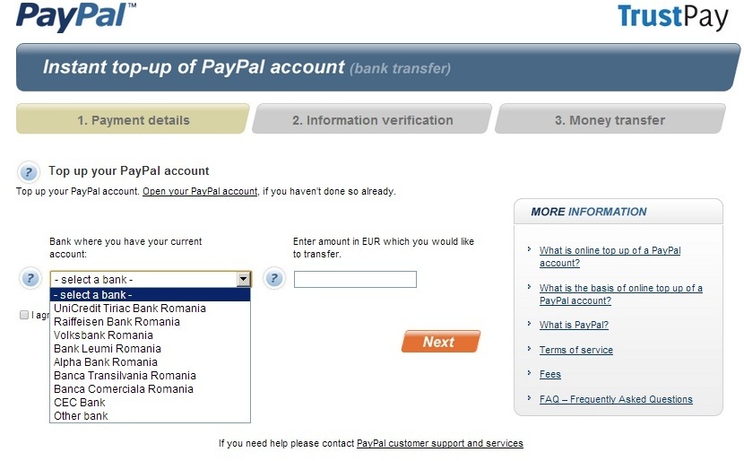PayPal Top-Up screenshot